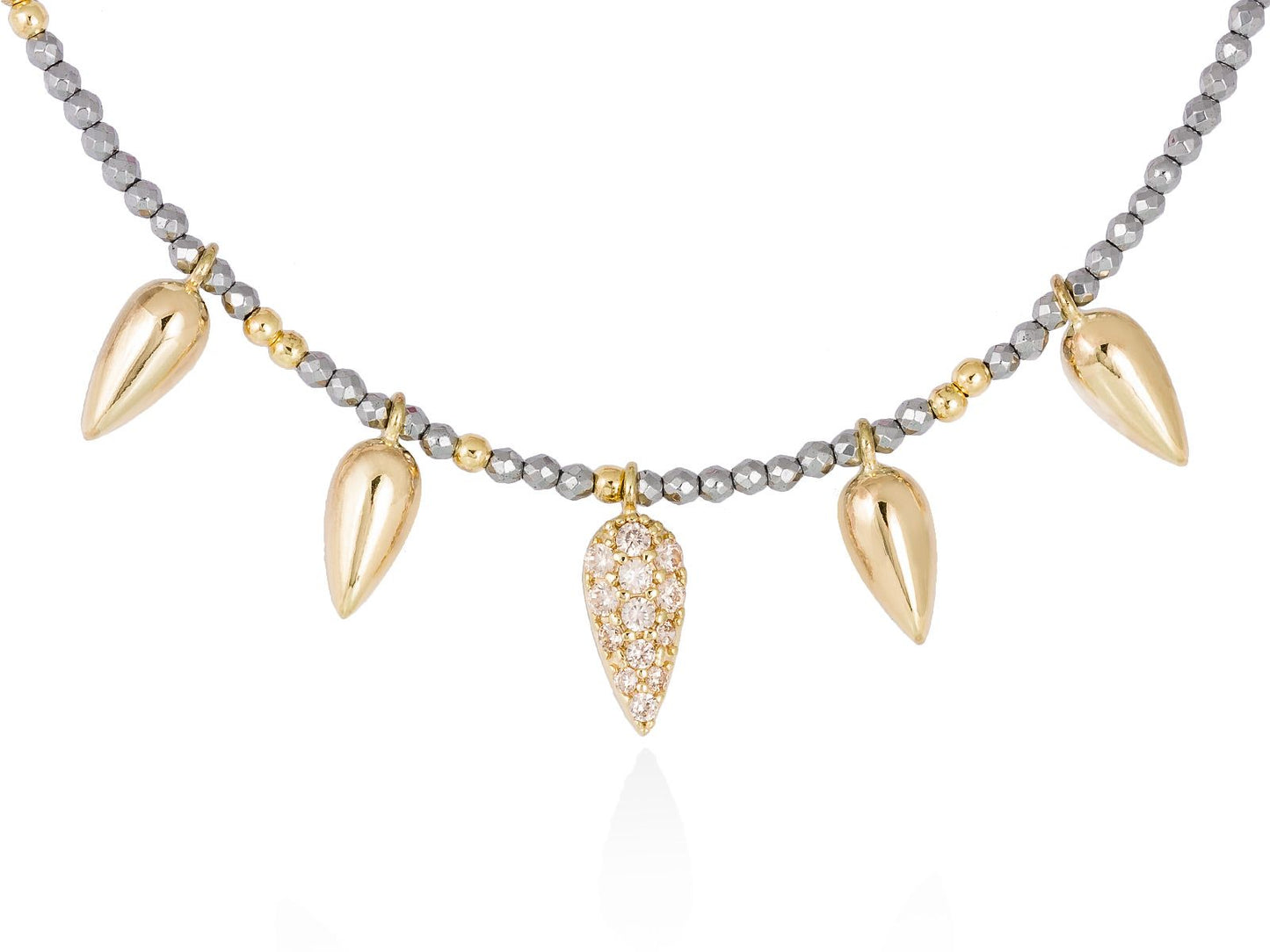 Gargantilla de plata de primera ley (925) chapada en oro amarillo de 18kt con circonita coñac y hema