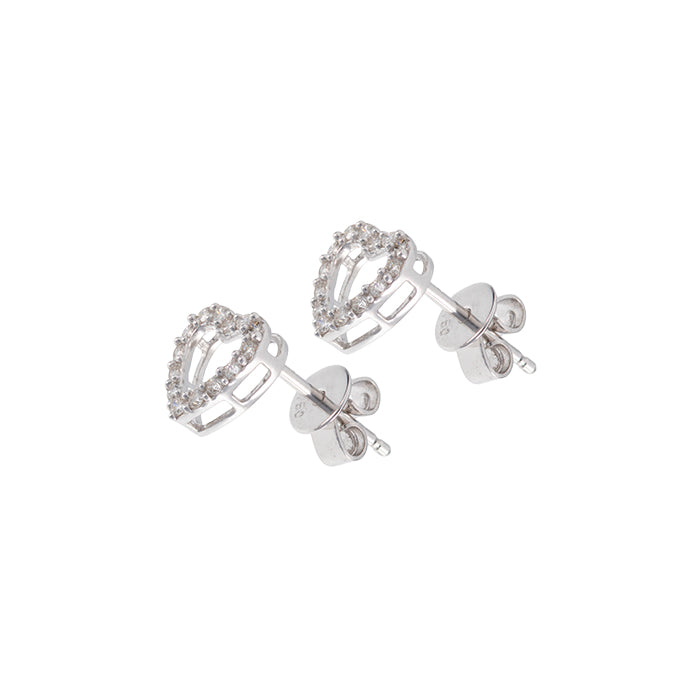 Pendientes Corazón Abierto Oro Blanco 18K Diamante