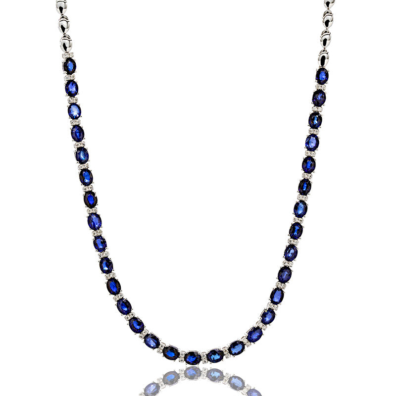 Gargantilla de Zafiro y Diamantes en Oro Blanco 18
