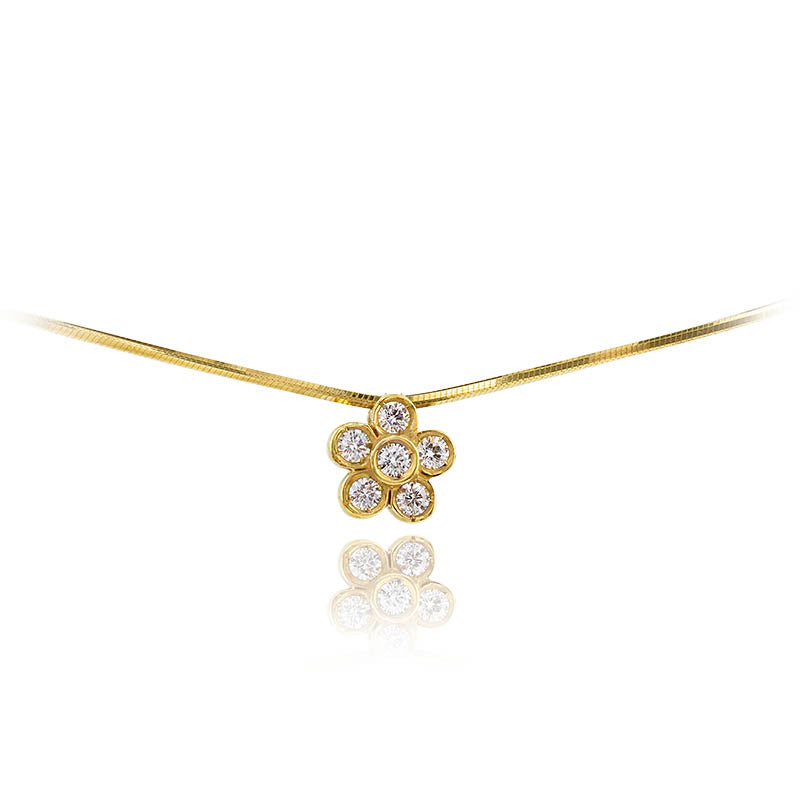 Mini Flower Choker with Diamonds in 18K Gold