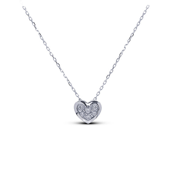 18k White Gold Diamond Heart Necklace