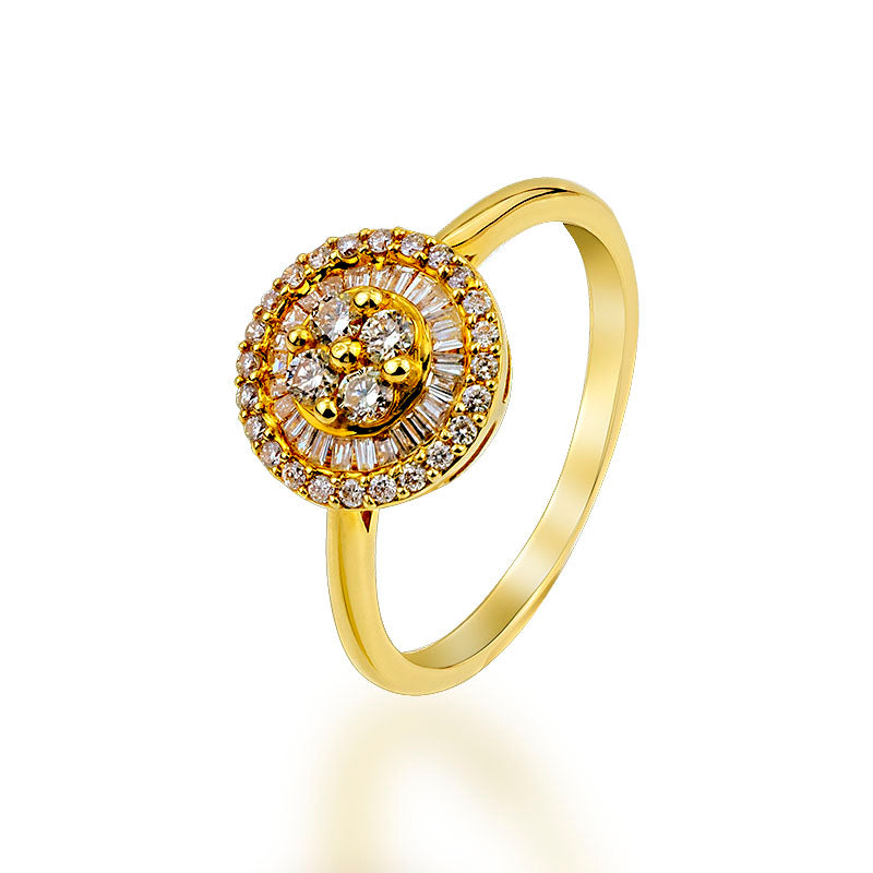 Anillo Soleil Oro Amarillo con Diamantes Baguettes