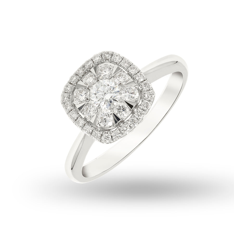 SIMON Ilusion square ring with diamonds