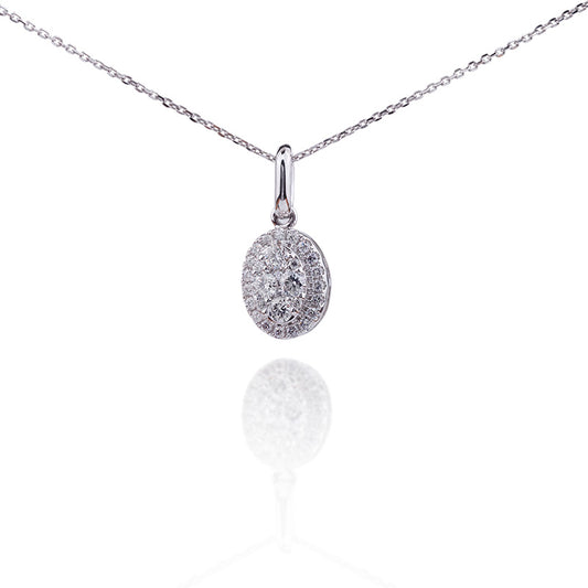 Esme Oval Pendant with Diamonds in 18K White Gold