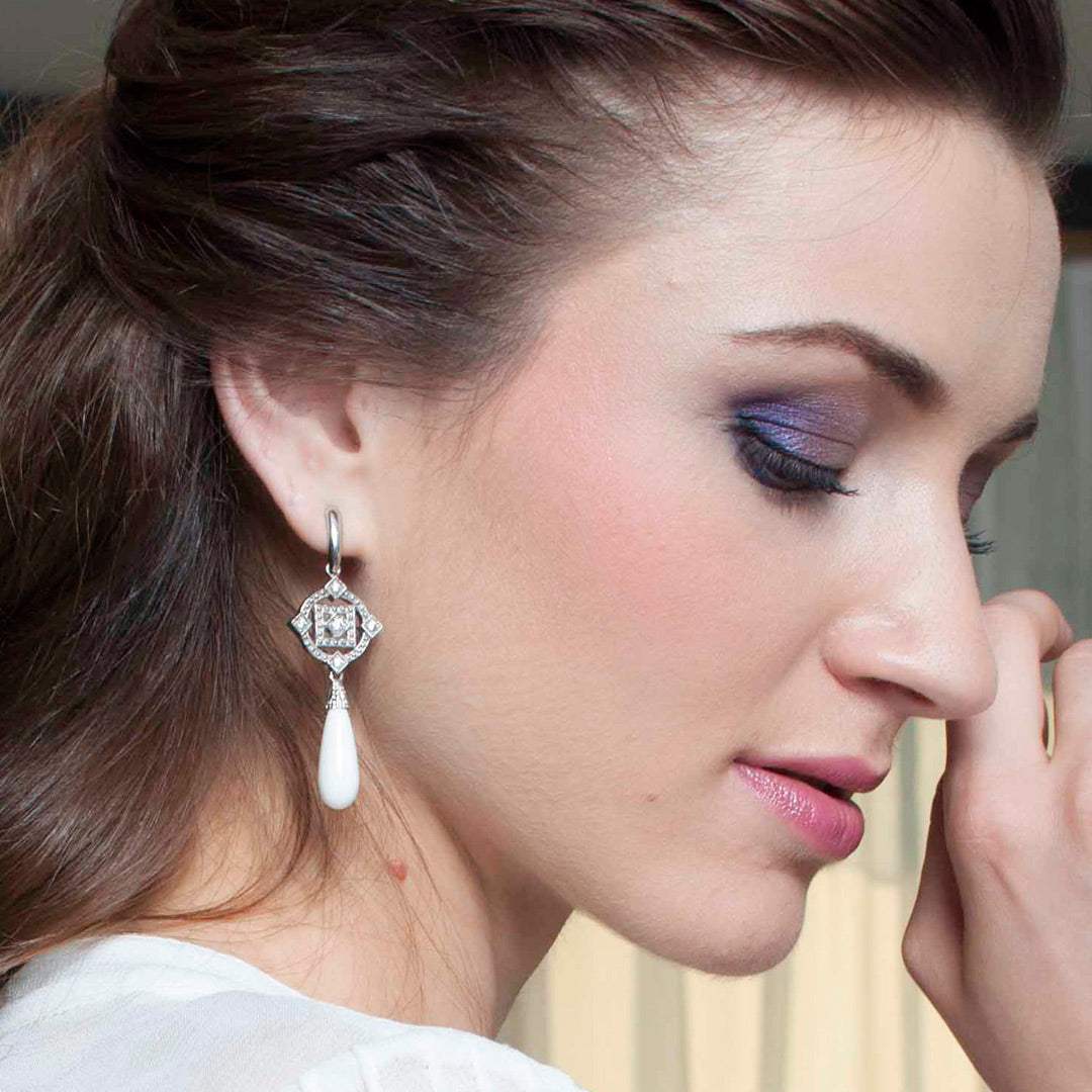 Pendientes ART DECO novia en plata
