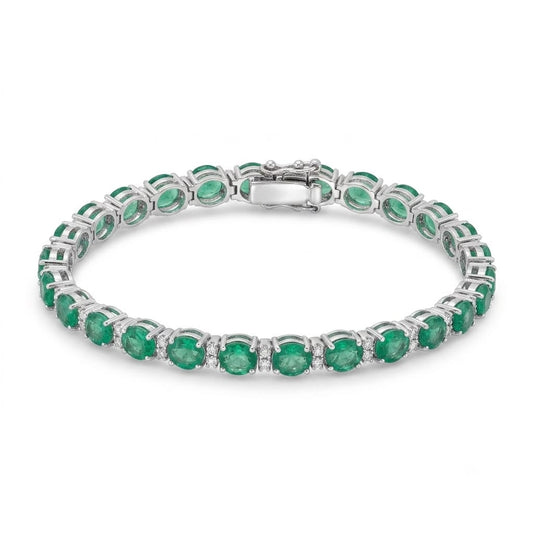 PULSERA RO BLANCO 18KT CON ESMERALDAY BRILLANTES