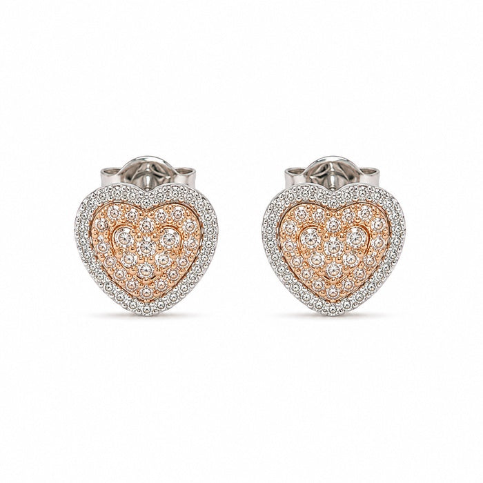 PENDIENTES DE ORO BLANCO Y ORO ROSA CON DIAMANTES STYLO CORAZON