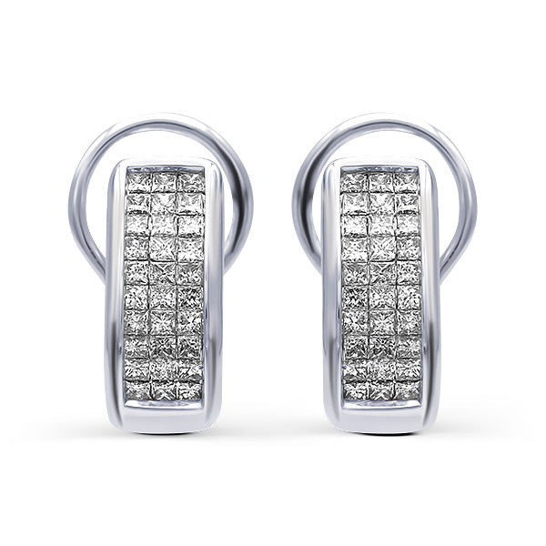 18k White Gold Creole Diamonds Princess
