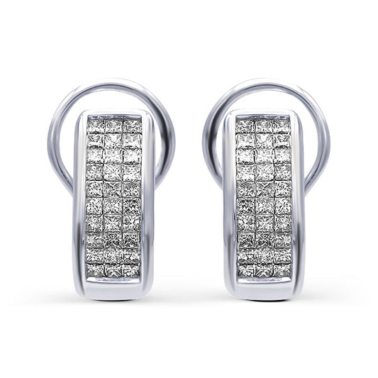 18k White Gold Creole Diamonds Princess