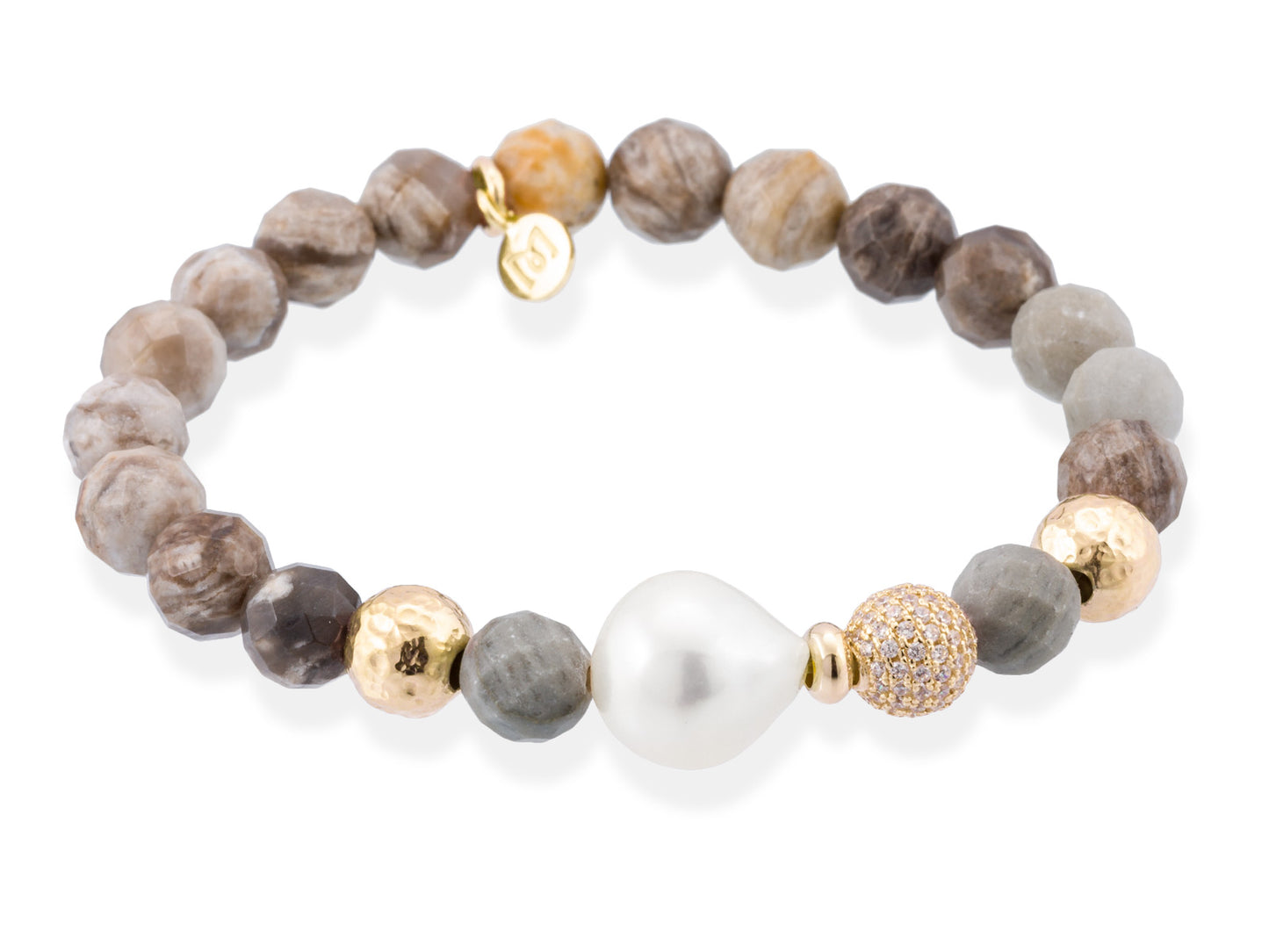 Golden Silver and Leaf Stone CHAKRA Bracelet
