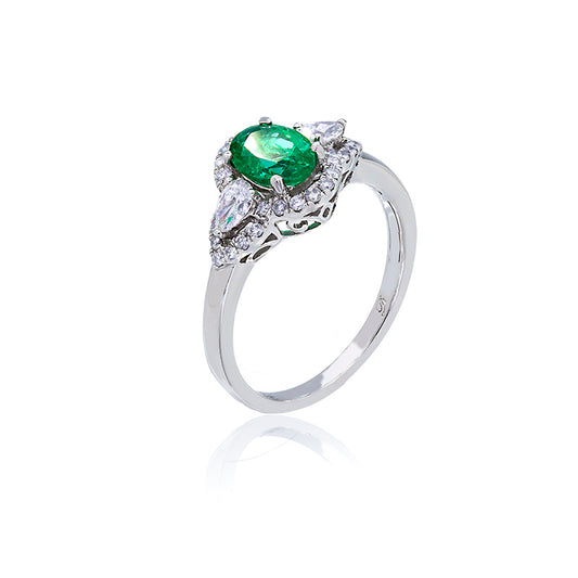 Classic Emerald Diamond Ring-18K White Gold