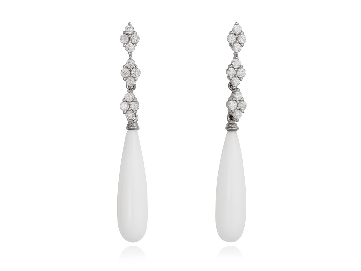 Long bridal earrings with white agate