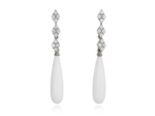 Pendientes largos novia con Ágata blanca