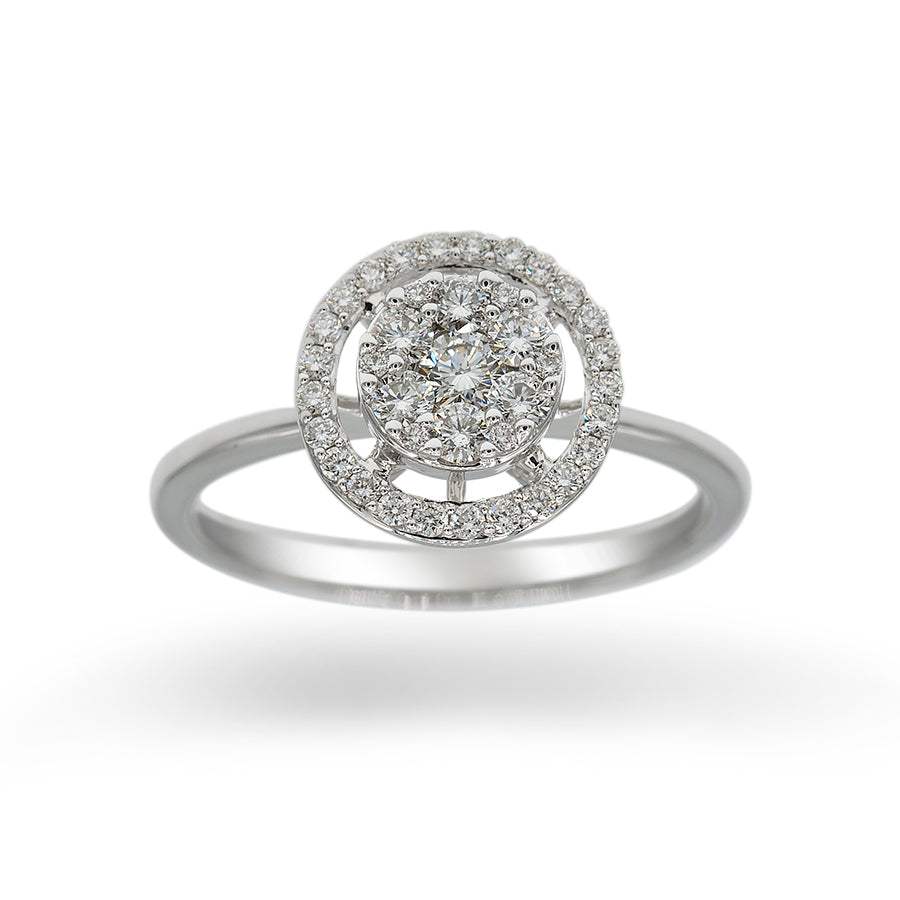 Starlite Ring with Diamond Border - 18K White Gold