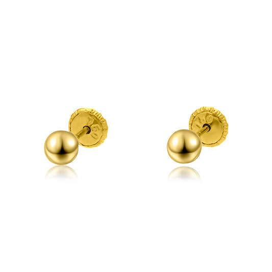 Pendientes Bola Lisa 4mm Oro Amarillo 18k