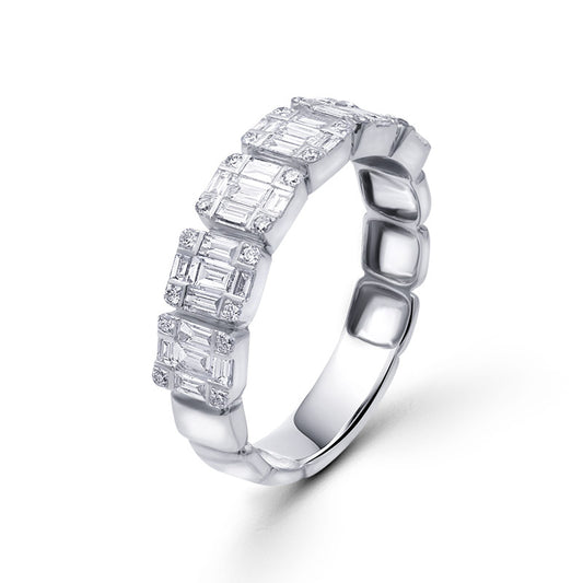 Alianza Art Deco en oro blanco 18K con Diamantes