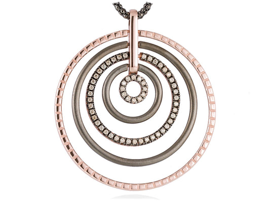 Colgante de plata de primera ley (925) con baño de rutenioy chapado en oro rosa de 18kt con circonit