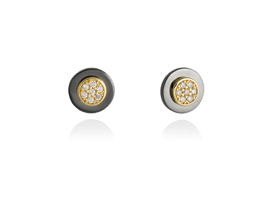 Pendientes de plata de primera ley (925) con baño de rutenio y chapado en oro amarillo de 18kt y cir