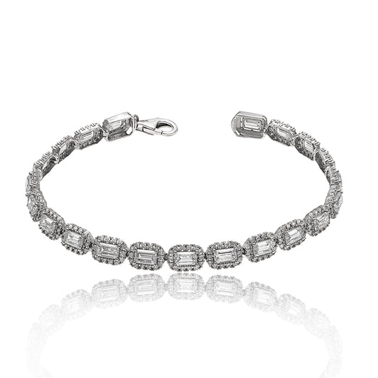 18K white gold baguette zircon bracelet