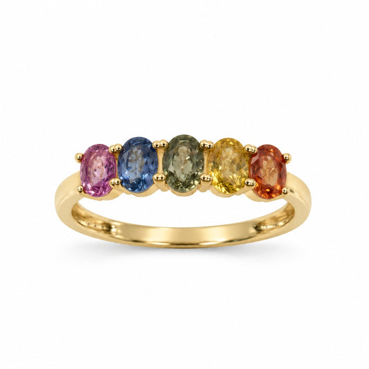 SORTIJA ORO AMARILLO 18K CON  ZAFIROS