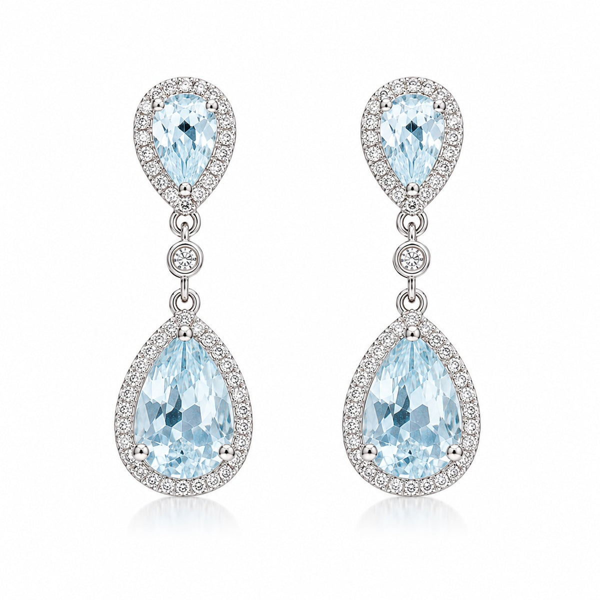PENDIENTES ORO BLANCO CON AGUAMARINA