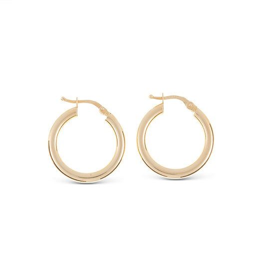 15mm 18K Yellow Gold Hoop Earrings
