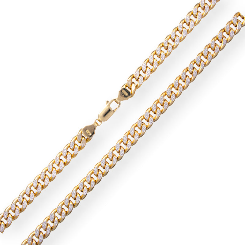 Cadena Oro Amarillo Diamantado 18kt Eslabón Cubano