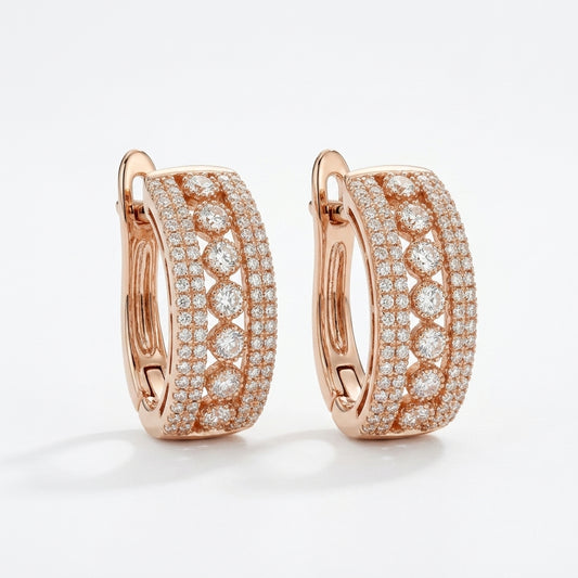 PENDIENTES ORO ROSA 18KT CON BRILLANTES 0.63CT
