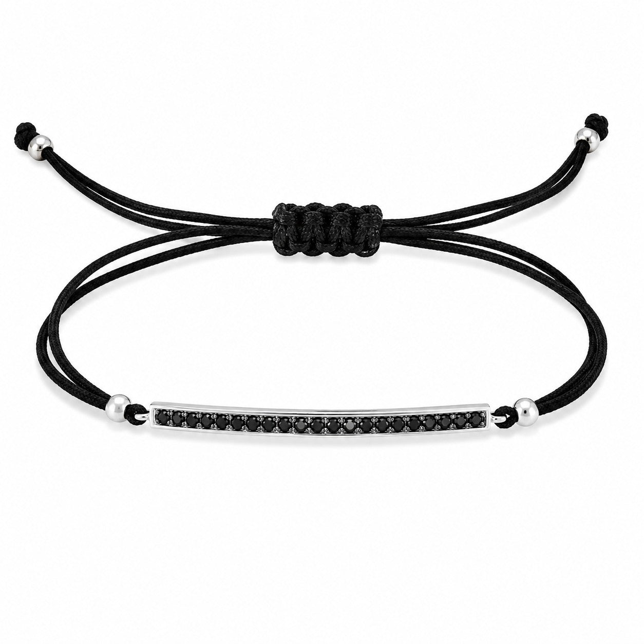 Pulsera de plata de primera ley (925) con baño de rodio con espinela negra sintética. (medida extens