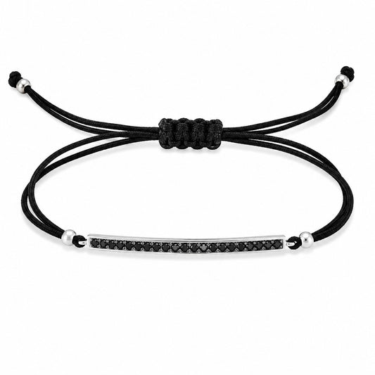 Pulsera de plata de primera ley (925) con baño de rodio con espinela negra sintética. (medida extens