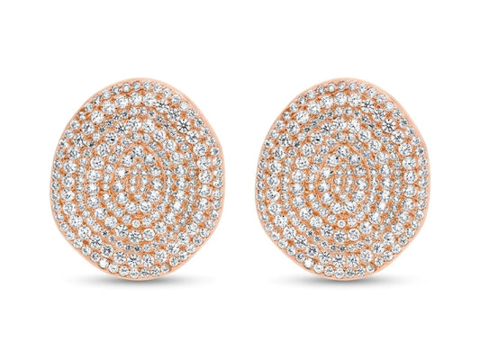 Pendientes de plata de primera ley (925) chapada en oro rosa de 18kt con circonita blanca. (tamaño: