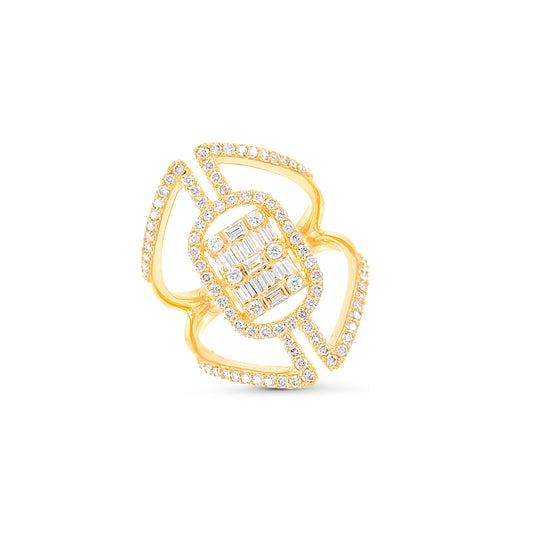Anillo AVANT Rombo con Diamantes Oro Amarillo 18K