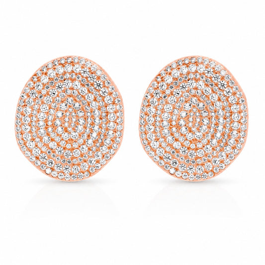 Pendientes de plata de primera ley (925) chapada en oro rosa de 18kt con circonita blanca. (tamaño:
