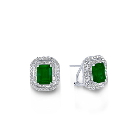 Pendientes de Esmerladas y diamantes en Oro Blanco