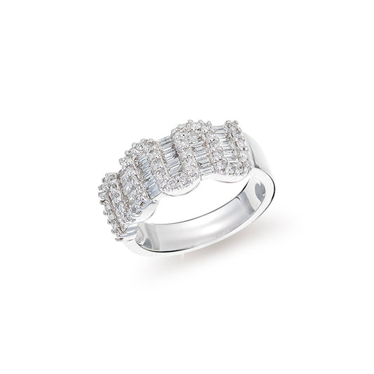 Wavy Charm Ring in White Gold and Diamonds
