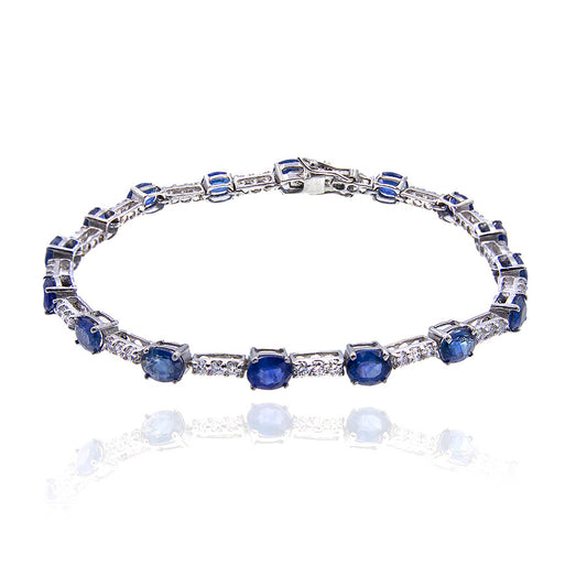 Pulsera tennis zafiros y 3 diamantes
