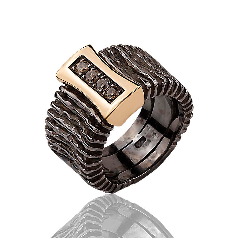 Black Ring 2291PNK16 with Cognac Diamonds