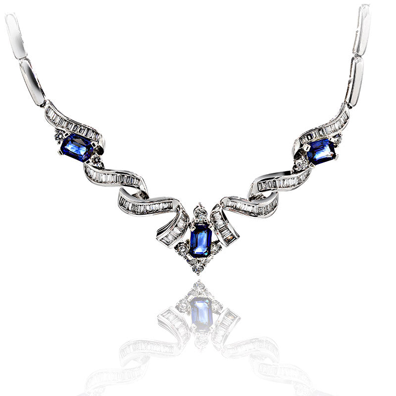 Sapphire and Diamond Choker 18k White Gold