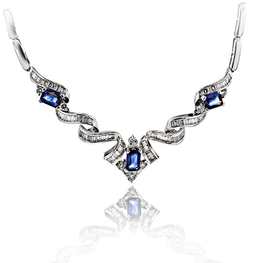 Sapphire and Diamond Choker 18k White Gold