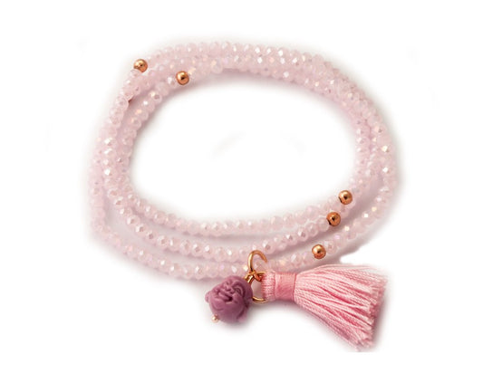 ZEN Pink silver rose and Buddha bracelet -Marina Garcia
