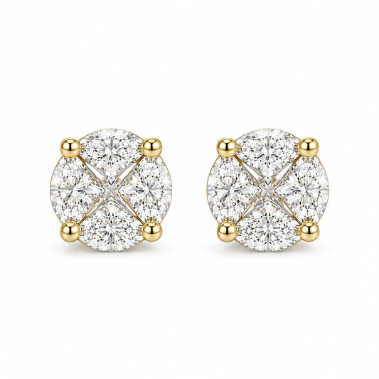 PENDIENTES ORO AMARILLO  18KT ANORA CON DIAMANTES