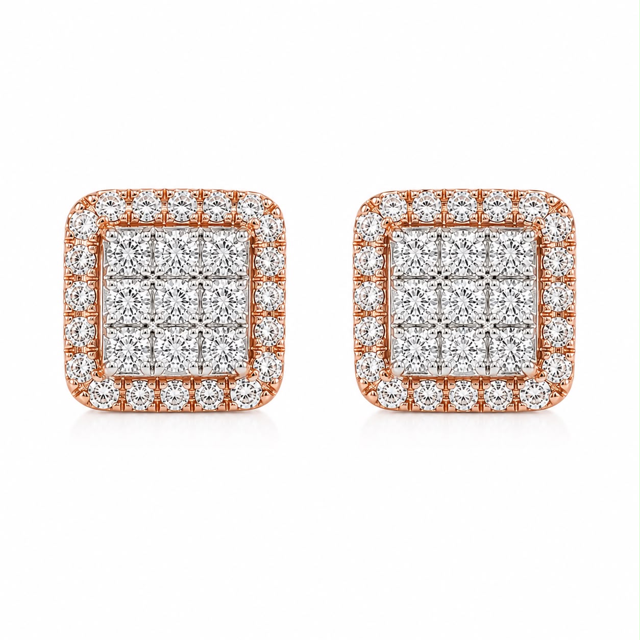 PENDIENTES ORO ROSA 18KT CON DIAMANTES 0.46CT