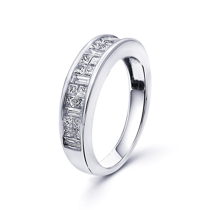 SIMON 5mm wedding ring with princess and baguett diamonds