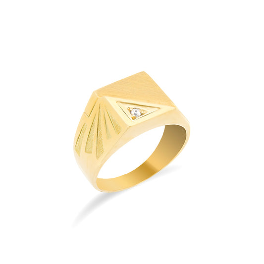 18K Gold Zircon Square Stamp