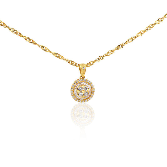 Soleil Pendant with Baguette Diamonds in 18k Gold