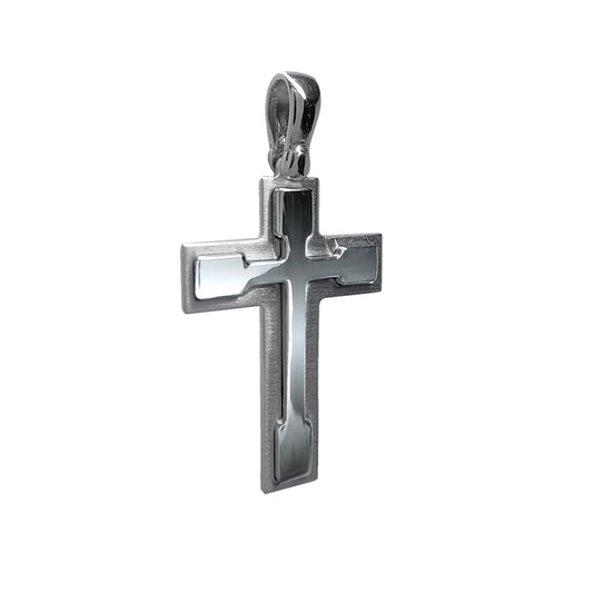 Flat Byzantine Cross in 18k White Gold