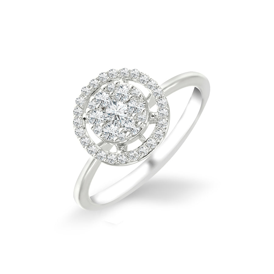 Starlite Ring with Diamond Border - 18K White Gold