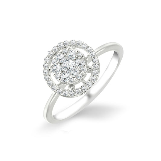 Anillo Starlite con Orla Diamantes- Oro Blanco 18K