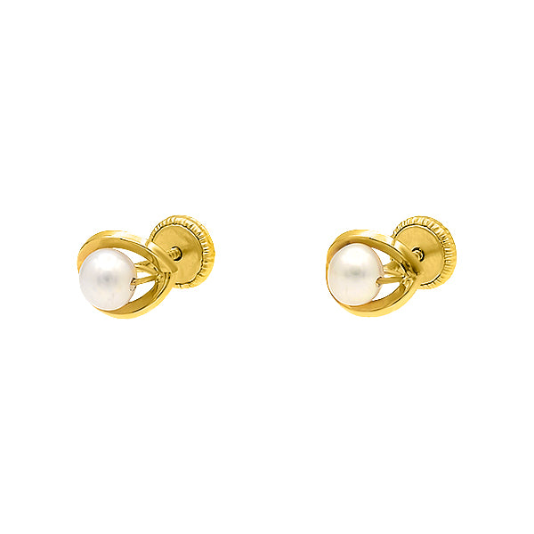 4mm Pearl Earring in 18k Yellow Gold