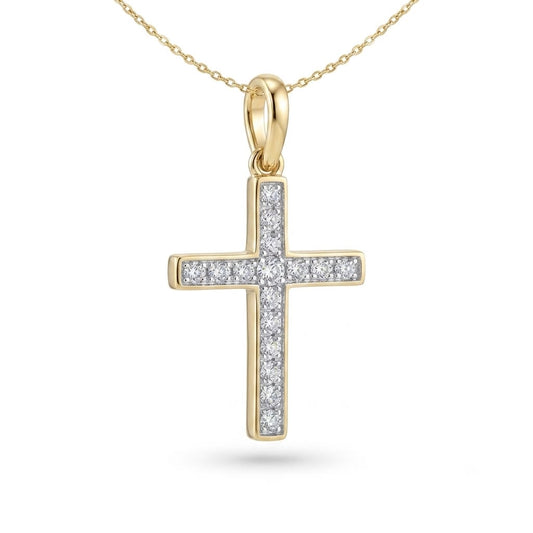 CRUZ DE ORO AMARILLO 18KT ON DIAMANTES DE 0.31CT
